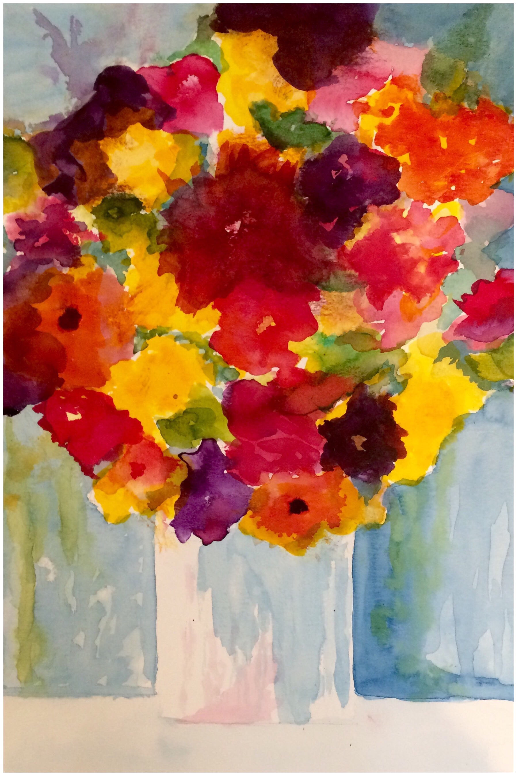 1797x2698 Watercolor Set Of 4 Cards Florals 5x7 Blank Cards Each Unique - Euneek Painting