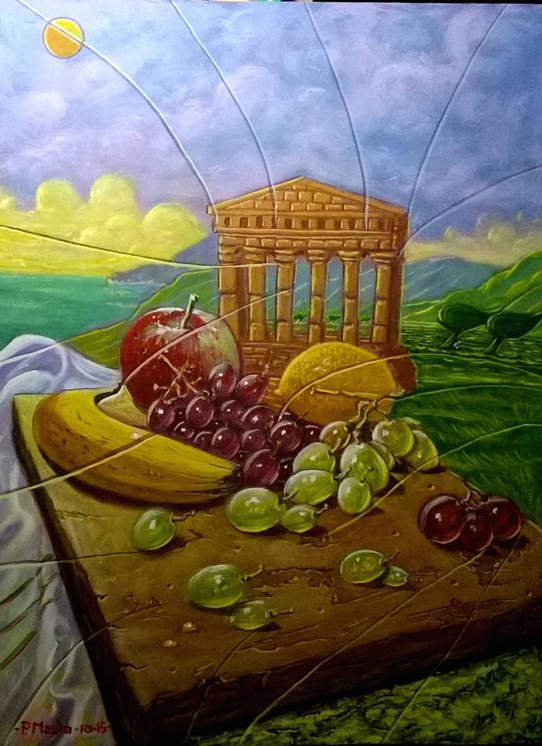 770x1060 Saatchi Art Silent Nature With Tempio (Natura Silente Con Tempio - Euro Painting