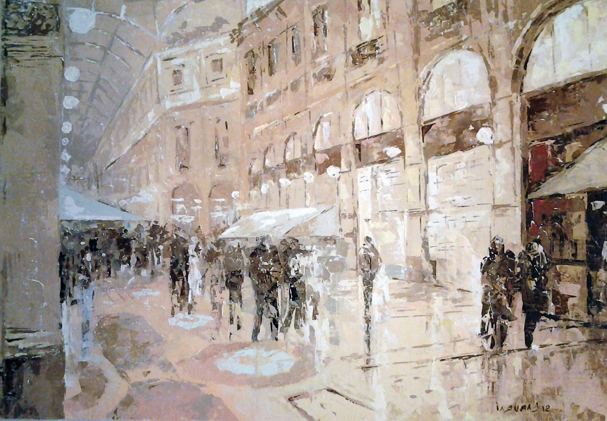 1940x1344 The Gallery Vittorio Emanuele, Oil On Canvas Panel, Original - Euro Painting