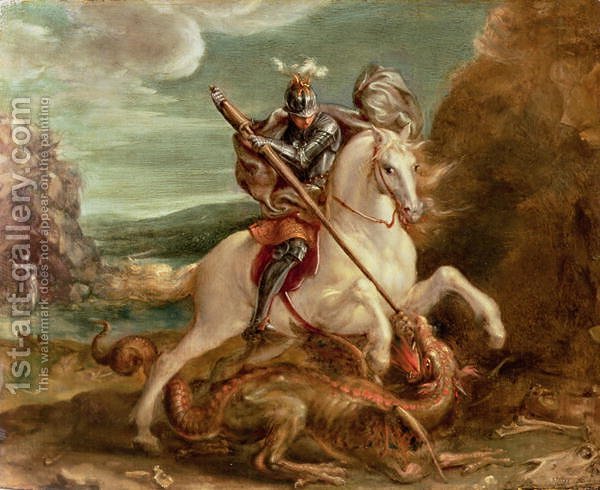600x490 St. George Slaying The Dragon Hans Von Aachen Reproduction 1st - European Dragon Painting