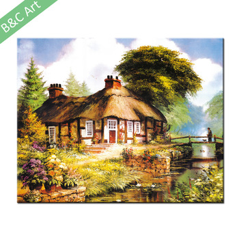 350x350 Spring Scenry Beautiful European Landscape Paintings Of Village - European Landscape Painting
