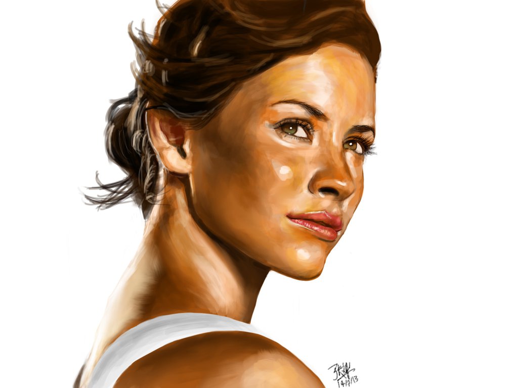 1024x768 Ipad Finger Painting Of Evangeline Lilly By Chaseroflight - Evangeline Painting