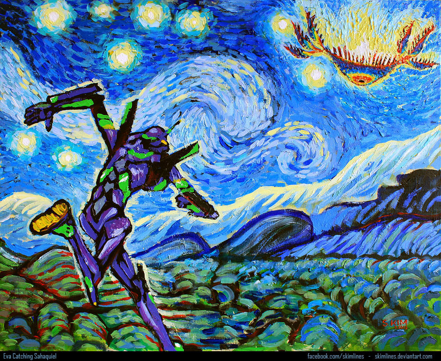 900x737 Eva Catching Sahaquiel By Skimlines - Evangelion Painting