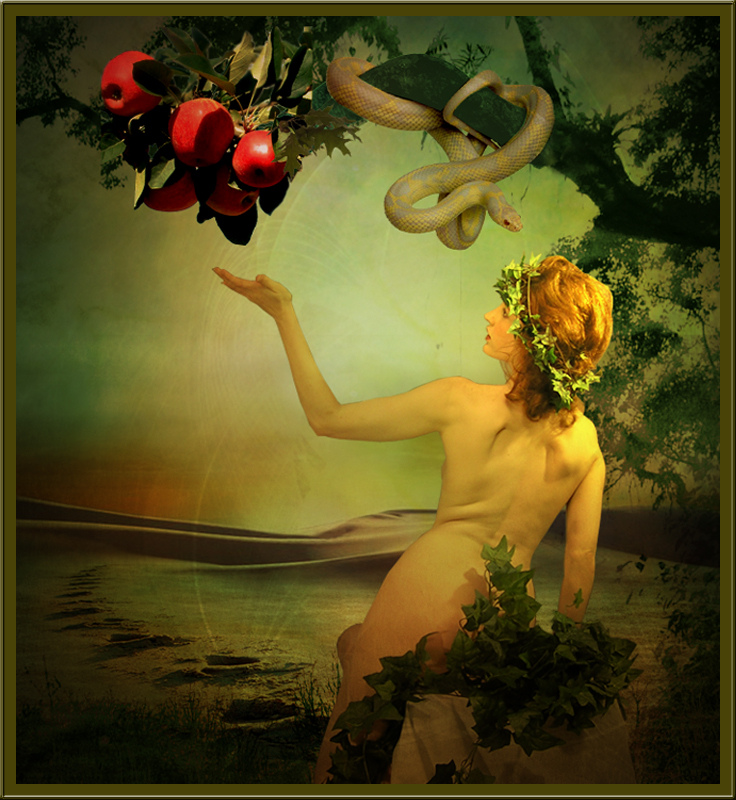 736x800 Eve And The Serpent - Eve And The Serpent Painting