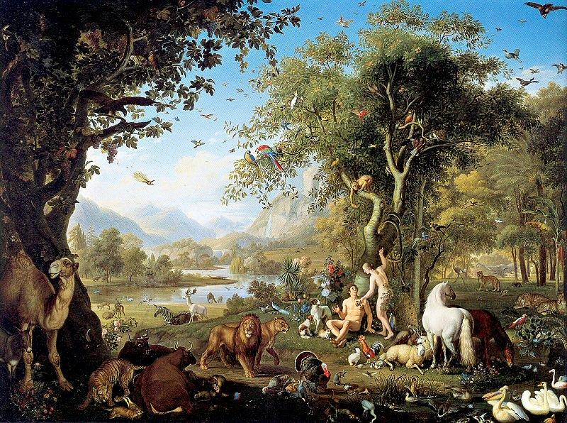 800x596 Adam And Eve In The Garden Of Eden Painting By Wenzel Peter - Eve Painting