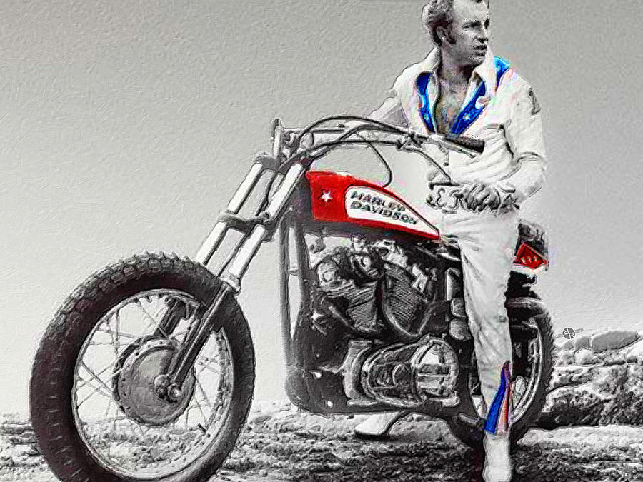 900x675 Evel Knievel Painting Spot Color Small Painting By Tony Rubino - Evel Knievel Painting