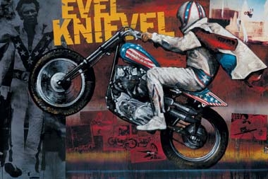 380x253 Evel Knievel Painting By Stephen Holland. - Evel Knievel Painting