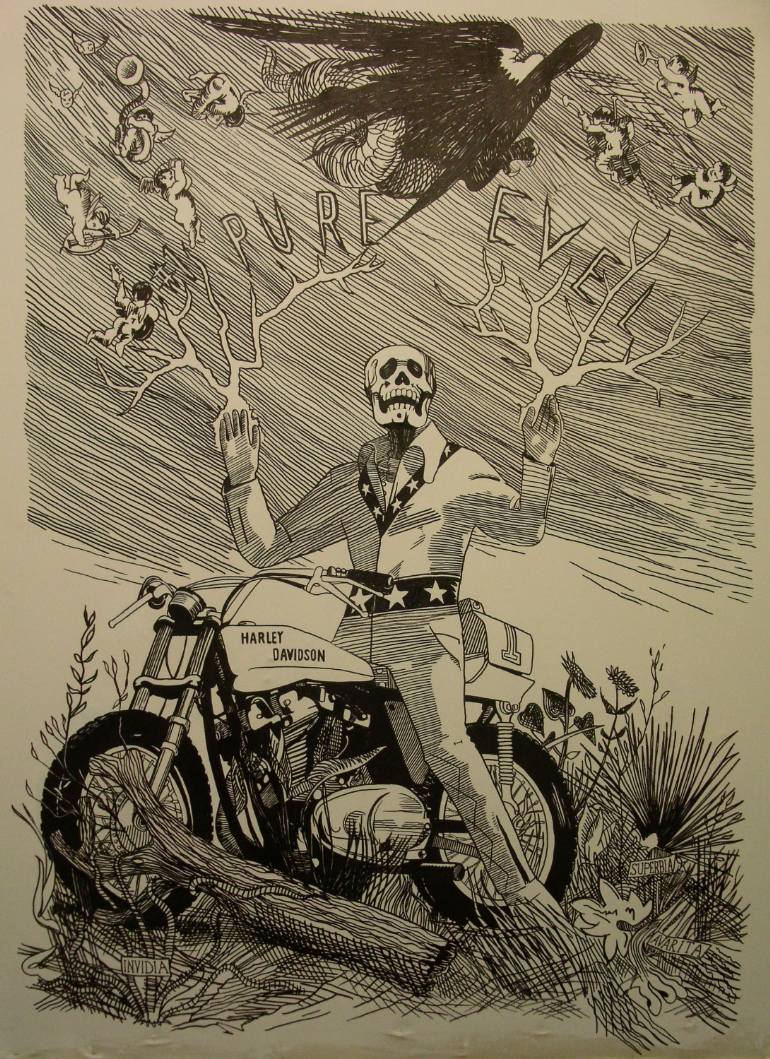 770x1059 Saatchi Art Pure Evel Knievel Drawing By Pure Evil - Evel Knievel Painting