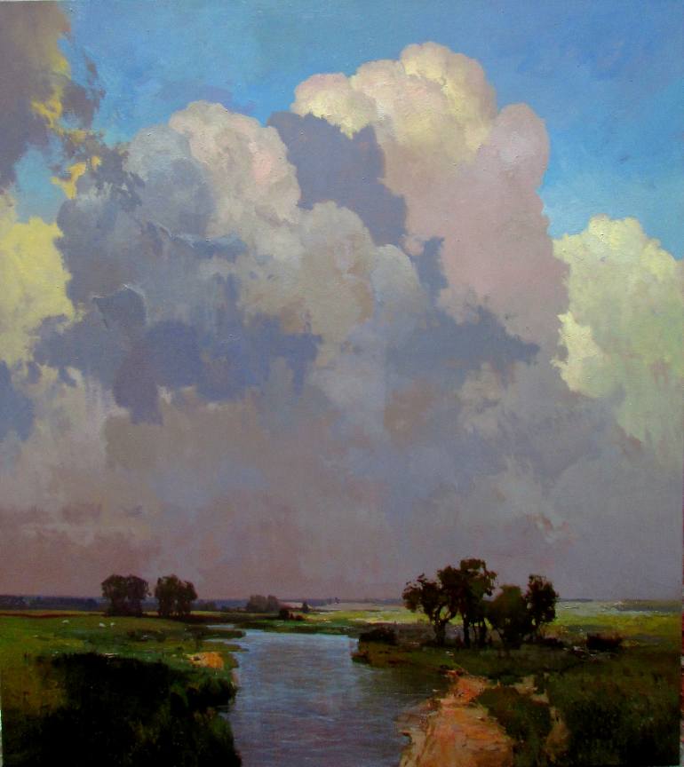 770x864 Saatchi Art Evening Sky Painting By Vytautas Laisonas - Evening Sky Painting