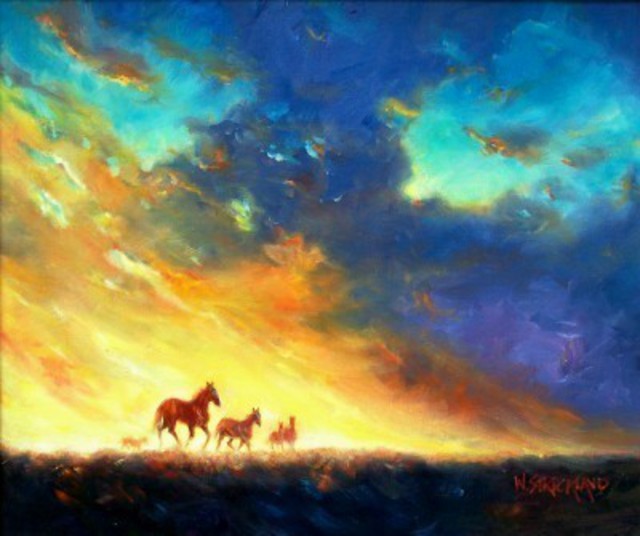 640x536 Wayne Strickland Artwork Evening Sky Original Painting Oil - Evening Sky Painting