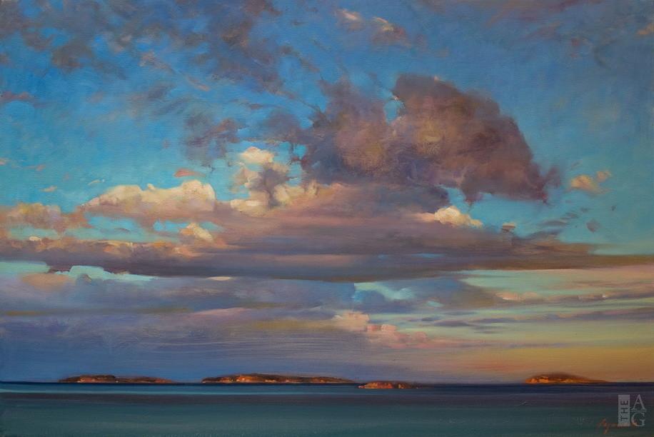 916x612 Winchelsea Evening Sky By Brent Lynch The Avenue Gallery - Evening Sky Painting