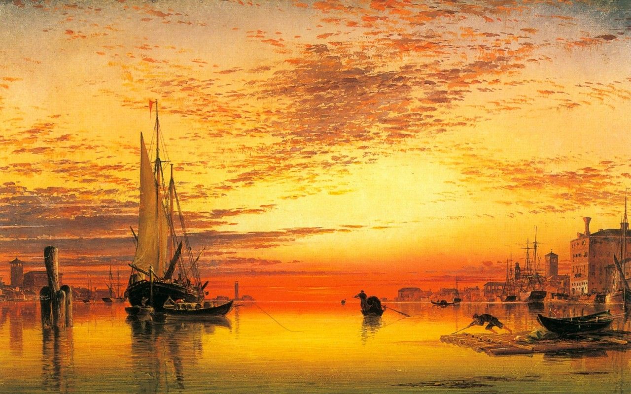 1280x800 Drawing Amp Painting S Cooke Evening Sky Looking West Out - Evening Sky Painting