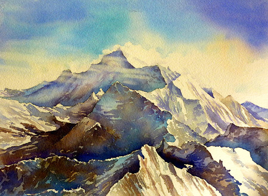 900x661 Himalaya Painting By Thomas Habermann - Everest Painting