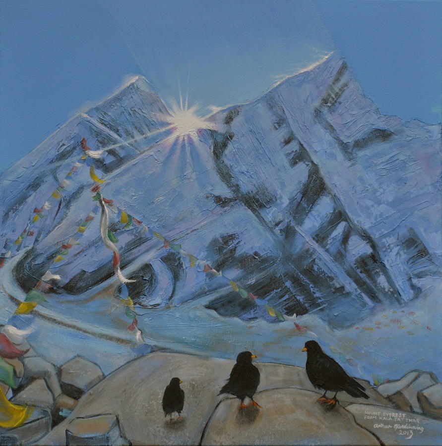891x900 Mount Everest From Kala Patthar Painting By Arthur Glendinning - Everest Painting