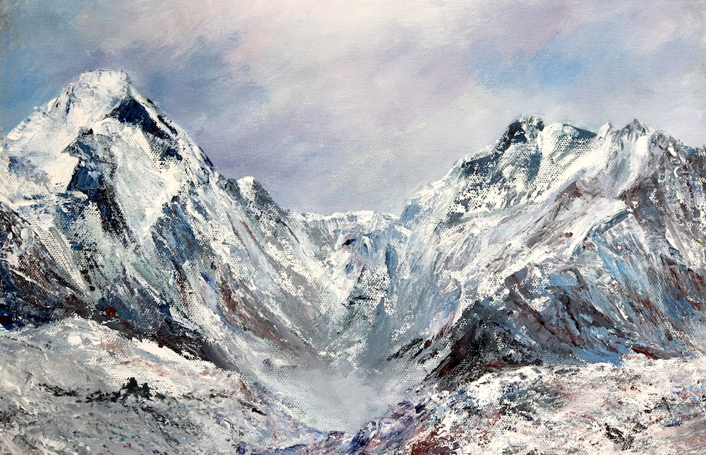 1000x644 Mt Everest Acrylic On Canvas Evantart - Everest Painting