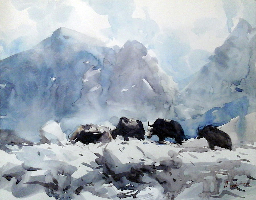 900x703 Way To Everest Painting By Ankit Seal - Everest Painting