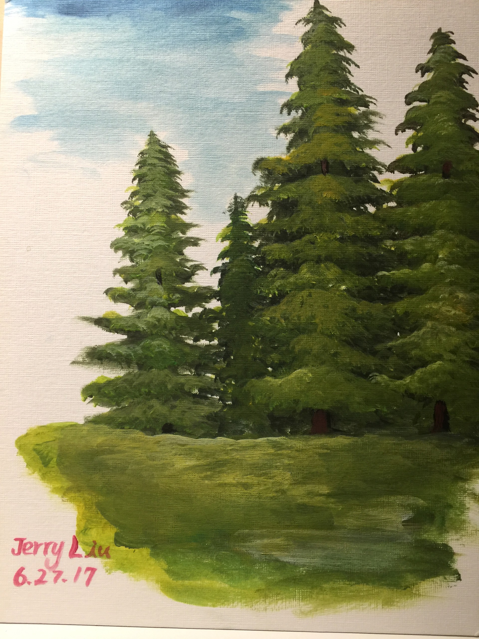 Рисование хвойный лес
