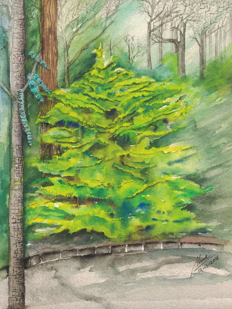 770x1027 Saatchi Art Evergreen Painting By Uma Ramakrishnan - Evergreen Painting