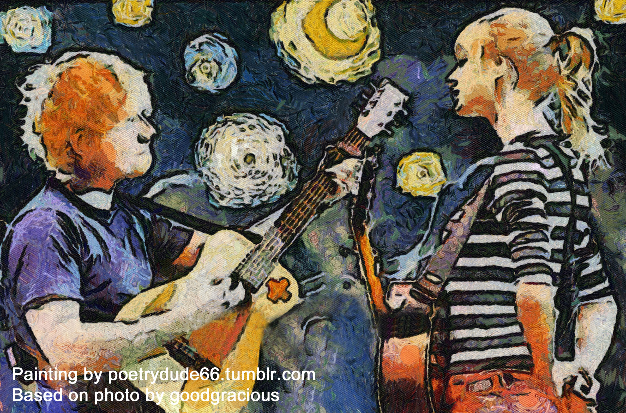 2400x1584 Impressionist Painting Of Taylor Swift Ed Sheeran Performing - Everything Painting