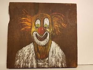 300x225 One Of A Kind Clown Painting Happy Scary Evil Drawing Art On Old - Evil Clown Painting