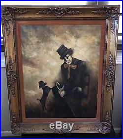250x284 1920's 30's Creepy Clown Large Oil Painting By Thomas Pell - Evil Clown Painting