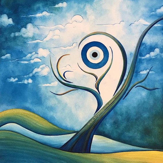 570x570 Evil Eye Painting Persian Art Abstract Watercolour Painting - Evil Eye Painting