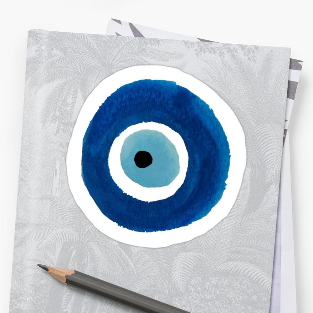 1000x1000 Watercolor Evil Eye (Nazar) Painting Stickers By Avrahrose - Evil Eye Painting