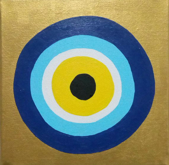 570x556 Blue Evil Eye, 6x6 Abstract Painting Evil Eye - Evil Eye Painting