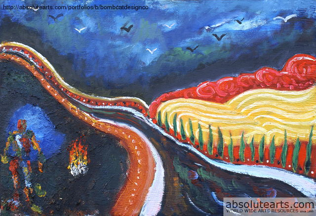 640x438 John Barcus Artwork In The Land Of Good And Evil Original - Evil Painting