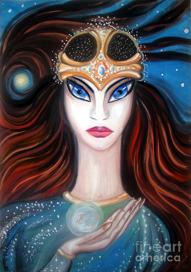 633x900 Female Alien From Space. Woman With Evil Eyes Painting By Sofia - Evil Queen Painting