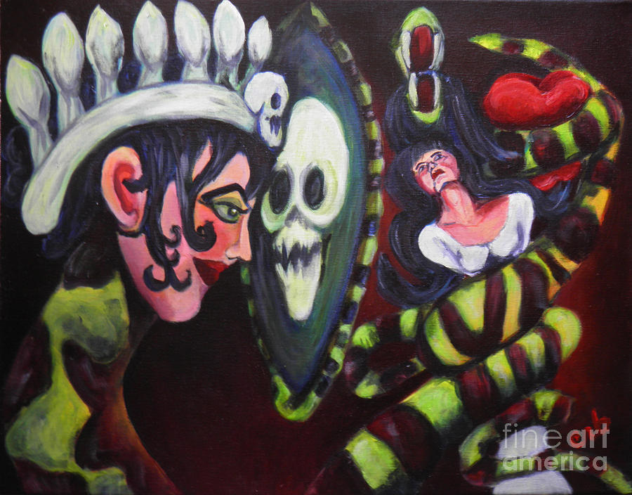 900x704 Snow White And The Evil Queen Painting By Candace Byington - Evil Queen Painting