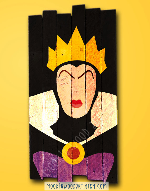 570x726 Snow White Evil Queen Painting On Reclaimed Wood Sign Disney - Evil Queen Painting