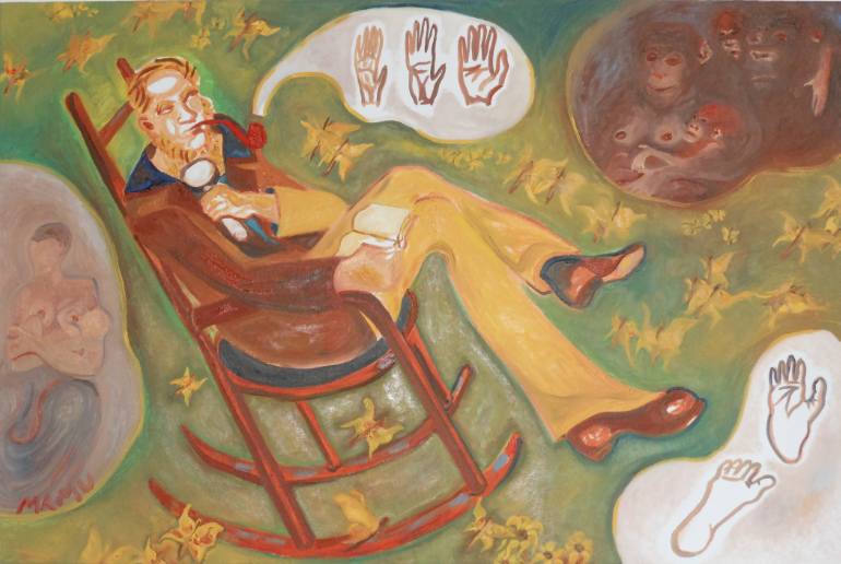 770x516 Saatchi Art Charles Darwin And His Visions Of Evolution Painting - Evolution Painting