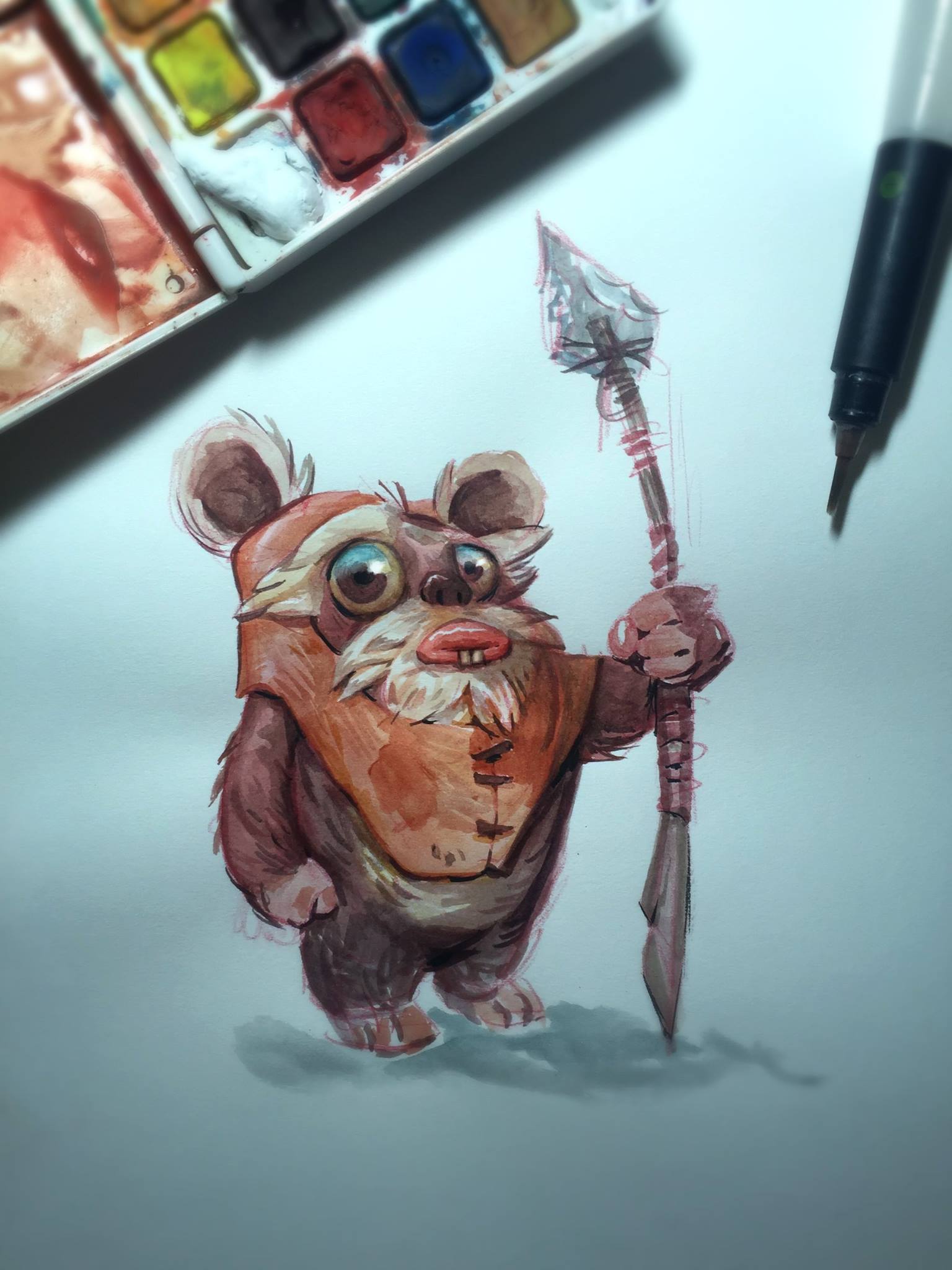 1536x2048 I Painted A Little Ewok With Watercolors In Celebration Of Tonight - Ewok Painting