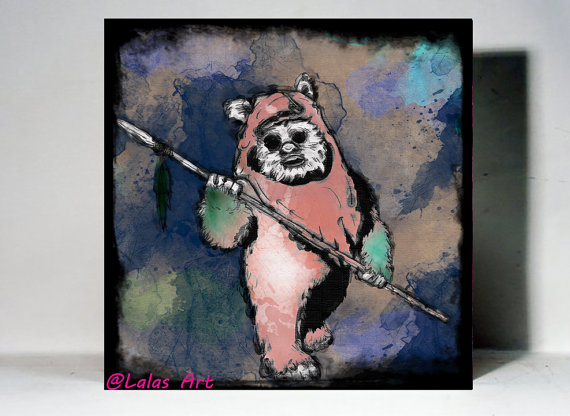 570x416 Retro Vintage Style Art Ewok Painting Movie Classic Film Home - Ewok Painting
