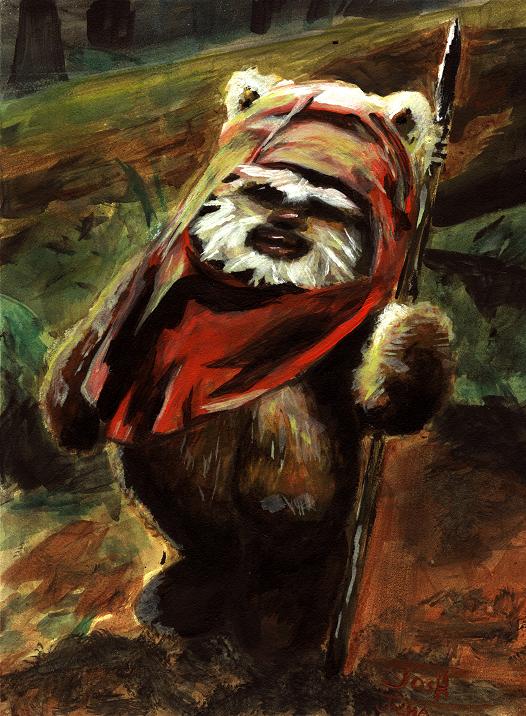 526x716 Ewok By Cartoonbushi - Ewok Painting