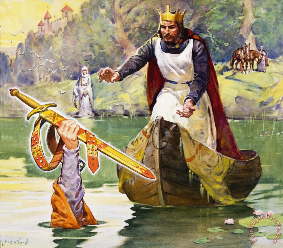 960x841 James Edwin Mcconnell Arthur And Excalibur Painting - Excalibur Painting