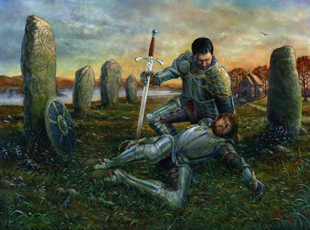 1037x771 The Fealty Of Sir Bedivere By Swkerr - Excalibur Painting