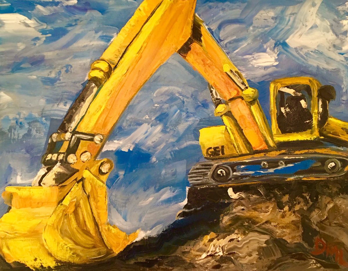 Excavator Painting at PaintingValley.com | Explore collection of ...