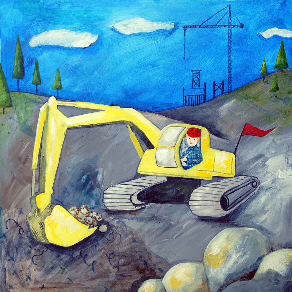 Excavator Painting at PaintingValley.com | Explore collection of ...