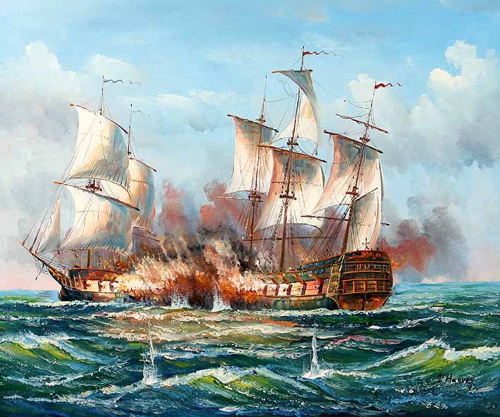709x591 Sea Battle Scene Seascape Oil Painting Online Exclusive Deal This - Exclusive Painting
