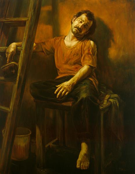 465x600 Exhausted From Work, 1997 - Exhausted Painting