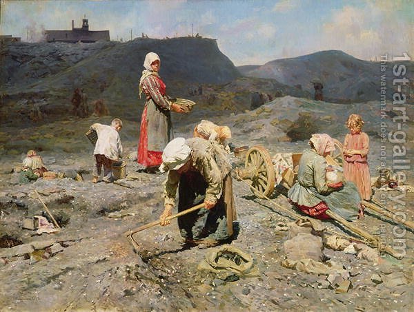 600x453 Poor People Gathering Coal - Exhausted Painting