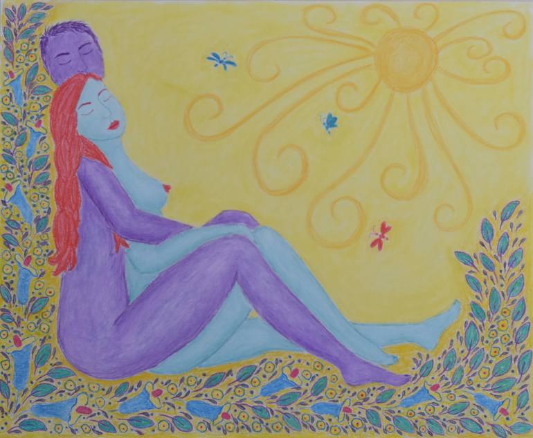 770x634 Saatchi Art Exhausted By The Sun Drawing By Anna Kangasniemi - Exhausted Painting