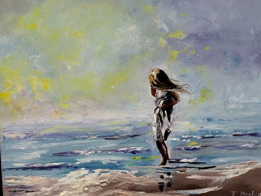 850x638 Girl By The Sea Paintings By Inna Montano - Existentialism Painting