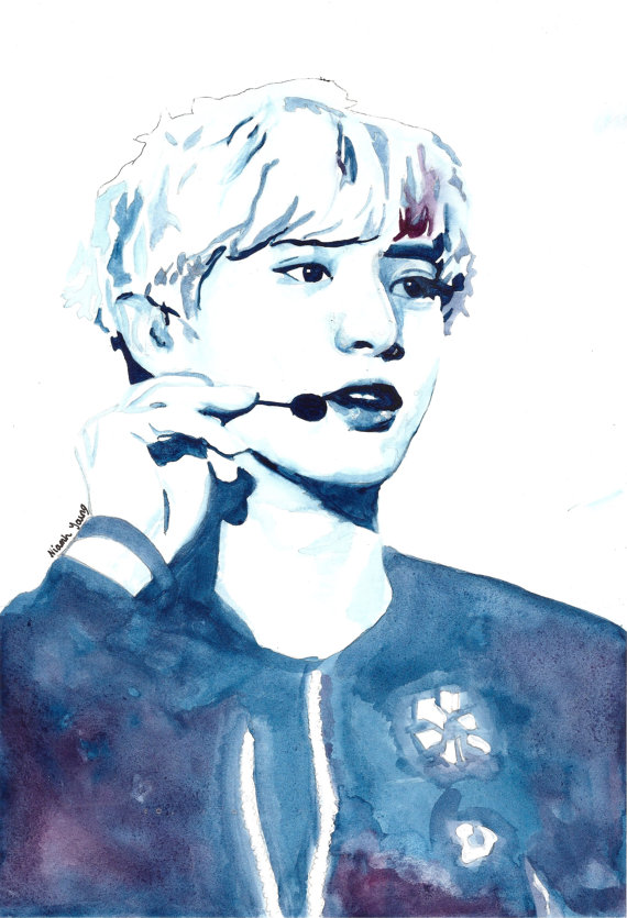 570x835 Exo Watercolour Portrait Print Chanyeol Park Chanyeol - Exo Painting
