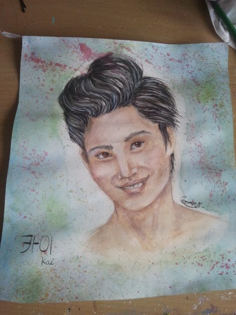 480x640 Kai Exo Watercolour Panting 2 By Laurenluvsanime - Exo Painting