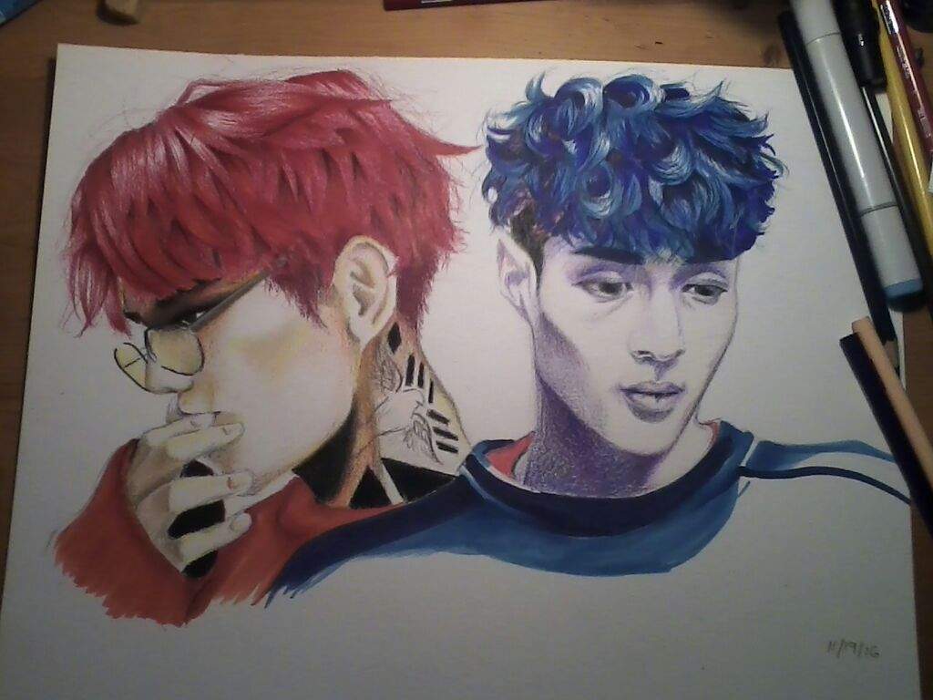 1024x768 Exo Baekhyun And Lay (Drawing) +tutorial K Pop Amino - Exo Painting