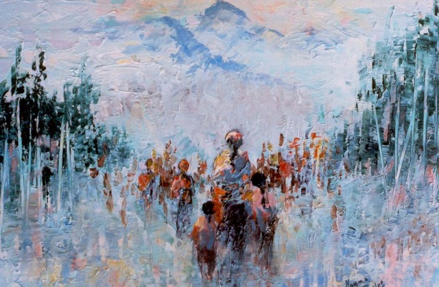 640x419 Norma Poulos Artwork Exodus Original Painting Oil Other Art - Exodus Painting