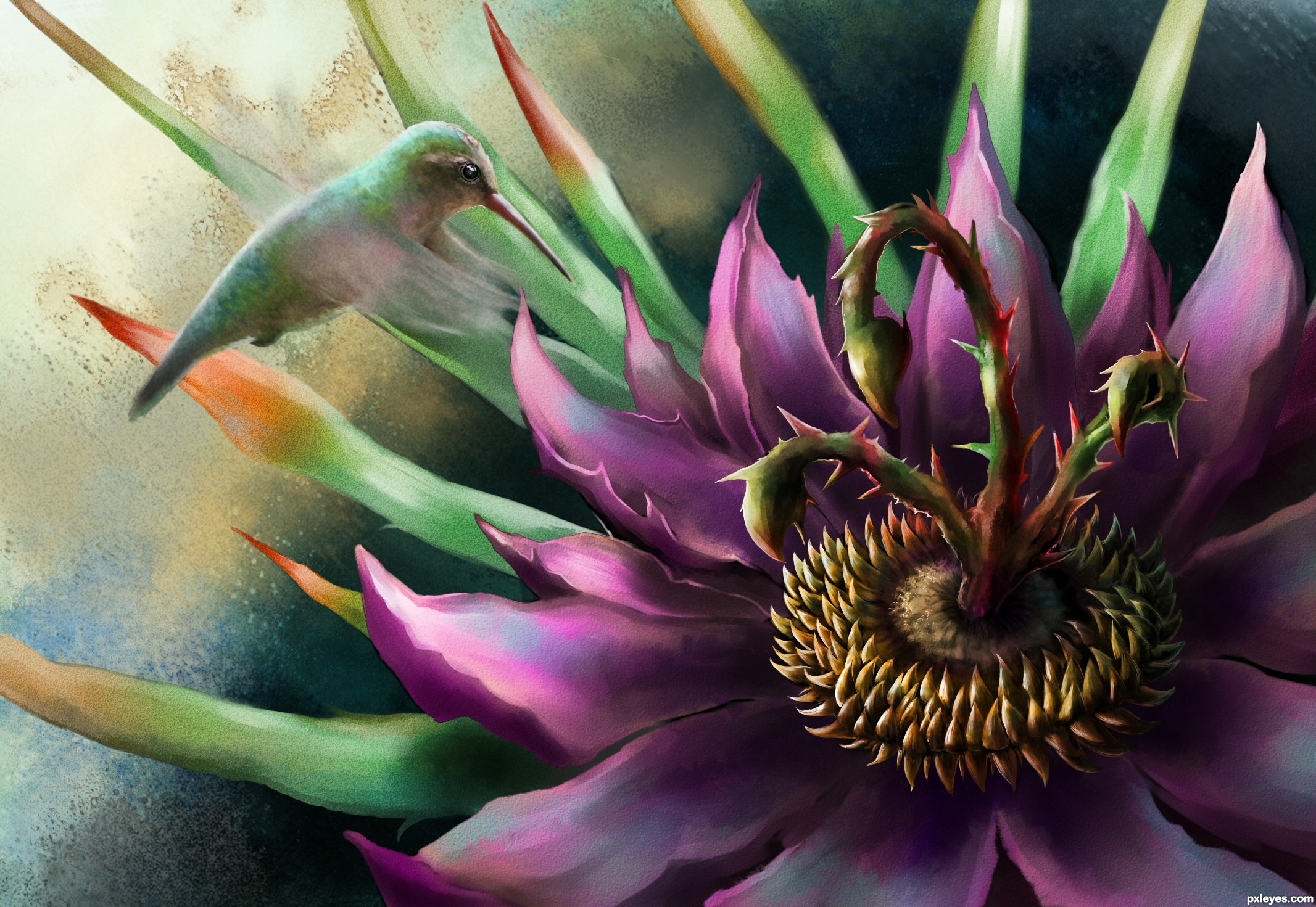 2133x1471 Hellflower Picture, By Blur For Exotic Flowers Drawing Contest - Exotic Flower Painting